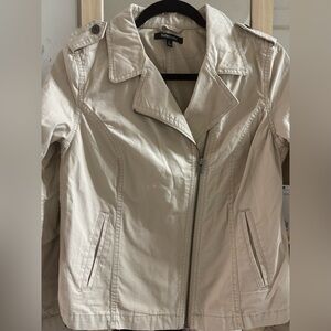 Relativity Light Beige Zip-Front Trench Jacket NWT